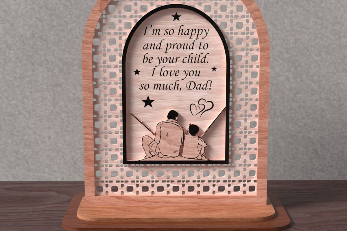 Σετ των 2 Intra απο ξύλο plywood 3mm-4mm πάχος - Μπαμπά, είμαι περήφανος που είμαι το παιδί σου  Δίασταση 20x25 cm INTRAFABR-122046018