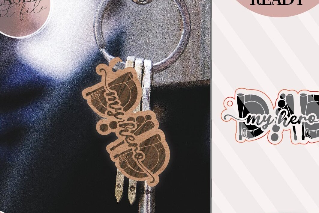 Σετ των 3 Intra απο ξύλο plywood 3mm-4mm πάχος - Dad Keychain , Γιορτή του Πατέρα Δίασταση 4x4 cm INTRAFABR-74486895