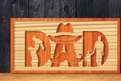 Intra απο ξύλο plywood 3mm-4mm πάχος - Dad Laser Cut Design Δίασταση 30x20 cm INTRAFABR-30928067