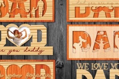 Σετ των 2 Intra απο ξύλο plywood 3mm-4mm πάχος - Πακέτο σχεδίασης κοπής λέιζερ Dad Δίασταση 20x20 cm INTRAFABR-30928189