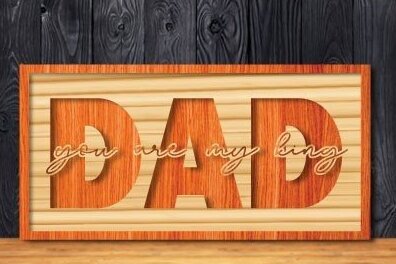 Intra απο ξύλο plywood 3mm-4mm πάχος - Dad Laser Cut Design Δίασταση 30x20 cm INTRAFABR-30928049