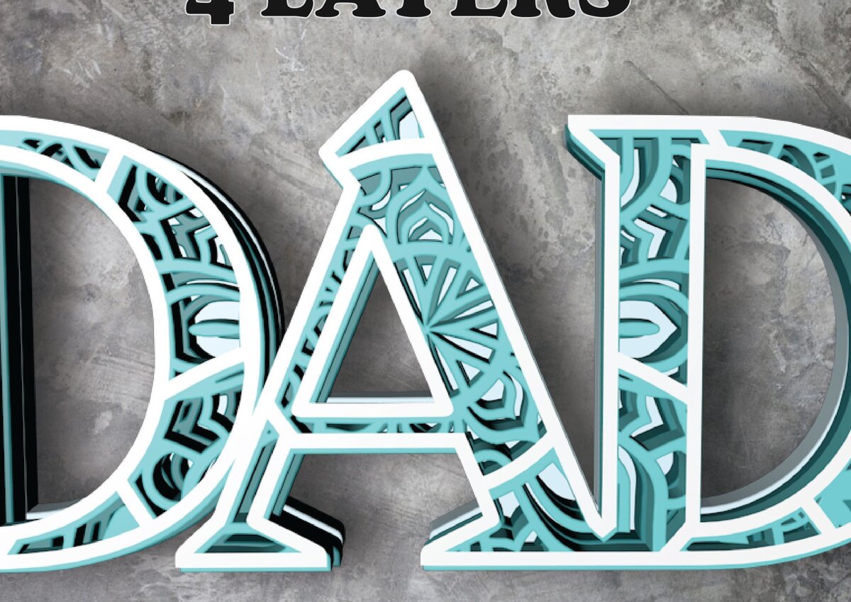 Intra απο ξύλο plywood 3mm-4mm πάχος - Dad , Mandala , 4 Layers , Letters Δίασταση 30x30 cm INTRAFABR-30778708