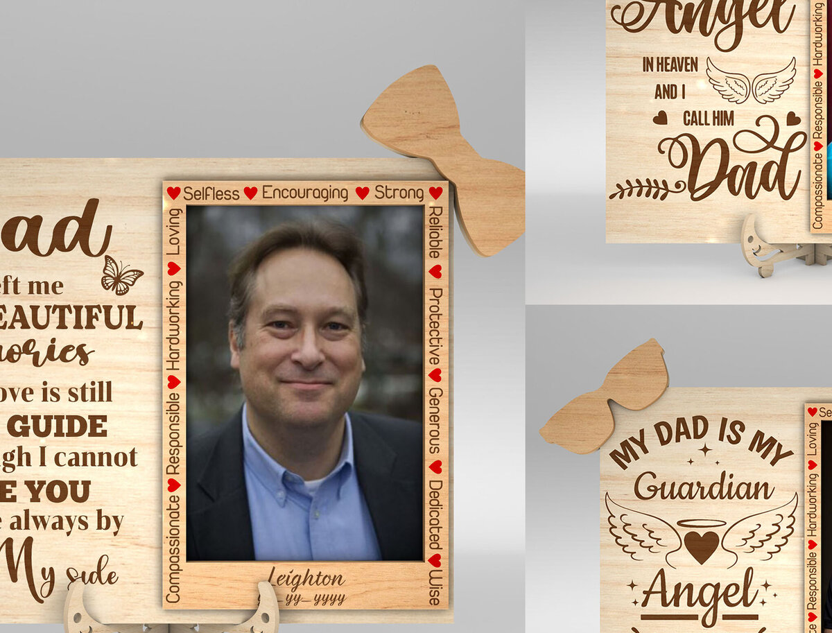 Σετ των 3 Intra απο ξύλο plywood 3mm-4mm πάχος - Κορνίζα μνημείου μπαμπά  Δίασταση 4x6 cm INTRAFABR-99991686