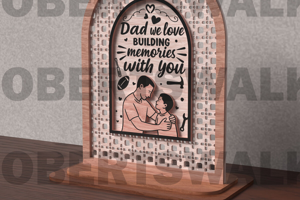 Σετ των 2 Intra απο ξύλο plywood 3mm-4mm πάχος - Πινακίδα  Builder μνήμης πατέρα Δίασταση 20x20 cm INTRAFABR-121721057