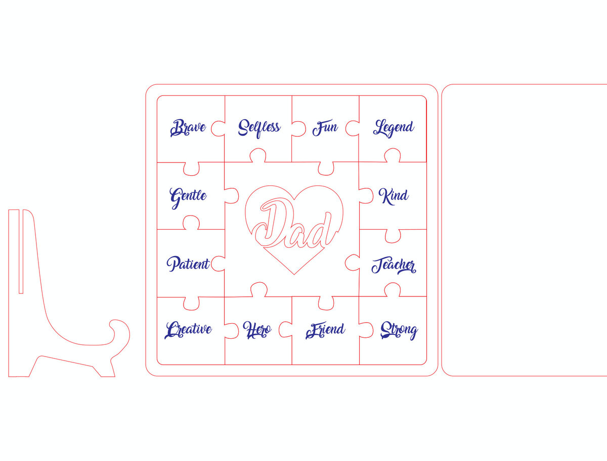 Σετ των 2 Intra απο ξύλο plywood 3mm-4mm πάχος - Dad Puzzle  Δίασταση 20x20 cm INTRAFABR-116294777