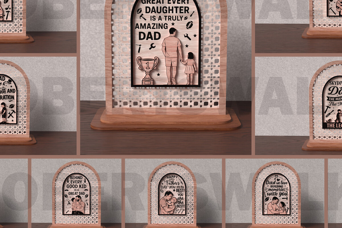 Σετ των 2 Intra απο ξύλο plywood 3mm-4mm πάχος - Πακέτο  επιτραπέζιας πινακίδας προσφοράς πατέρα Δίασταση 20x20 cm INTRAFABR-121759199