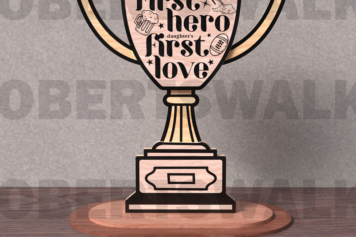 Σετ των 2 Intra απο ξύλο plywood 3mm-4mm πάχος -   κοπής λέιζερ Dad Trophy Δίασταση 20x20 cm INTRAFABR-122114424