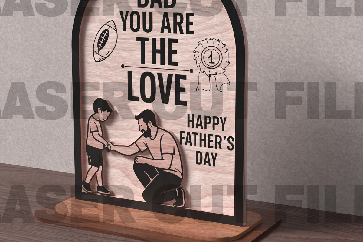 Σετ των 2 Intra απο ξύλο plywood 3mm-4mm πάχος - Μπαμπάς Είσαι το σύμβολο Love  Δίασταση 20x20 cm INTRAFABR-121883353