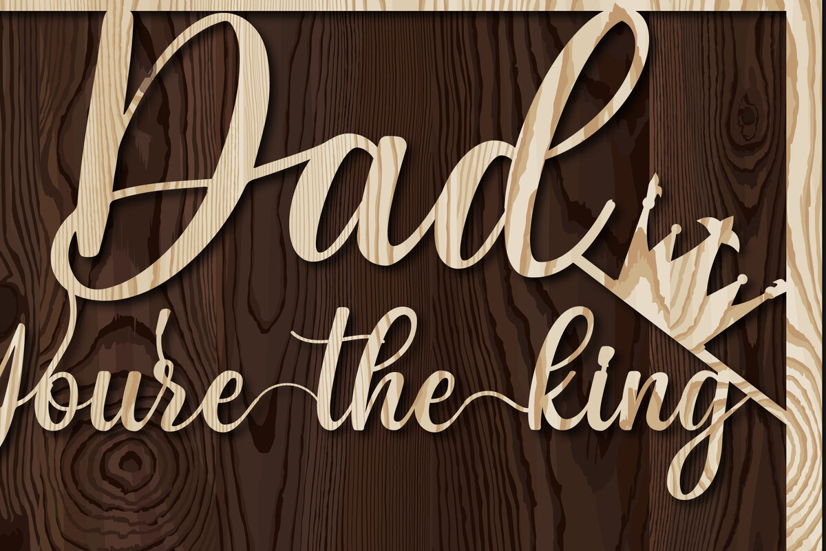 Σετ των 2 Intra απο ξύλο plywood 3mm-4mm πάχος - Μπαμπά, είσαι το King Laser Cut  Δίασταση 20x20 cm INTRAFABR-25250536