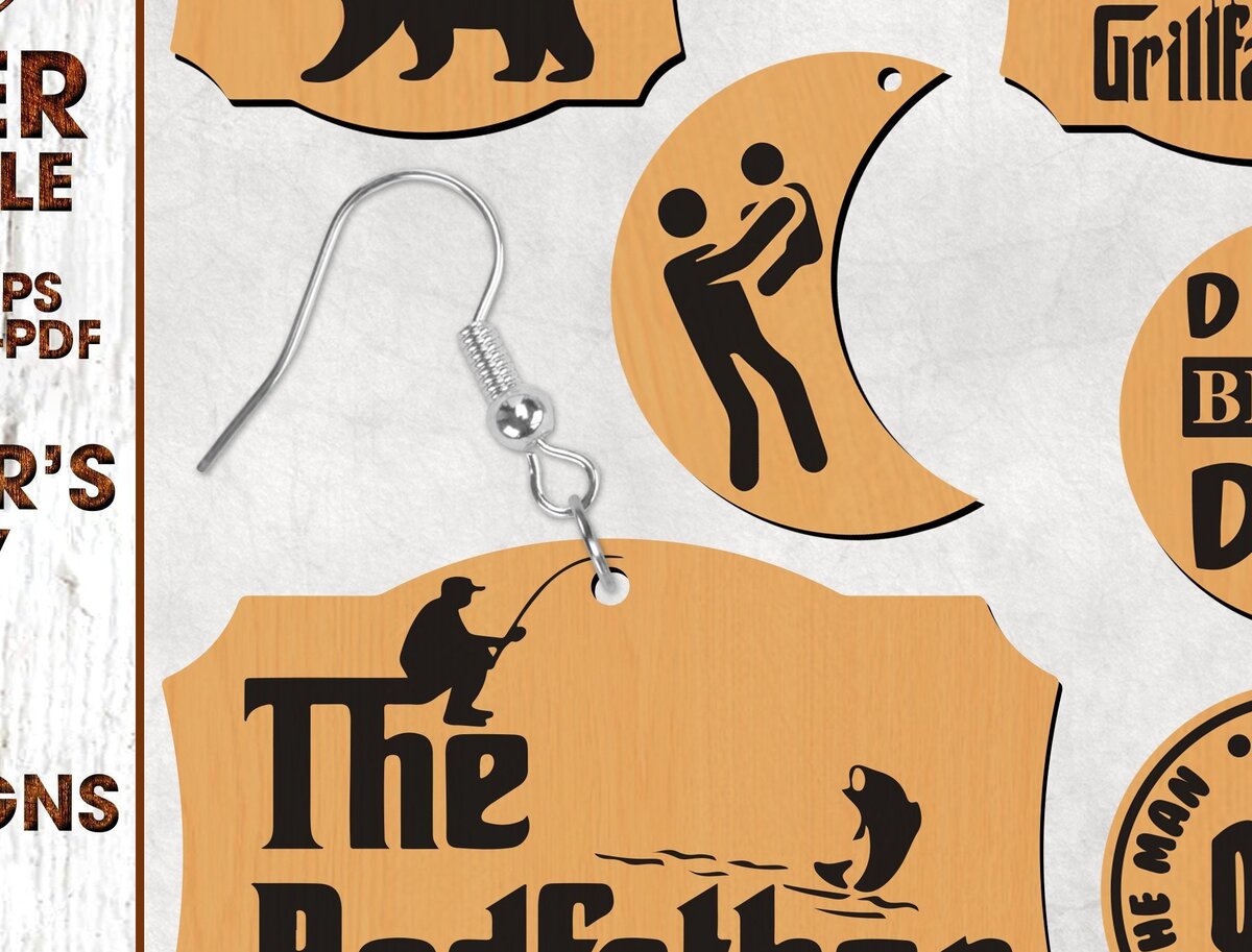 Σετ των 3 Intra απο ξύλο plywood 3mm-4mm πάχος - Πακέτο  Σκουλαρίκια Daddy Bear Δίασταση 3x3 cm INTRAFABR-31066028