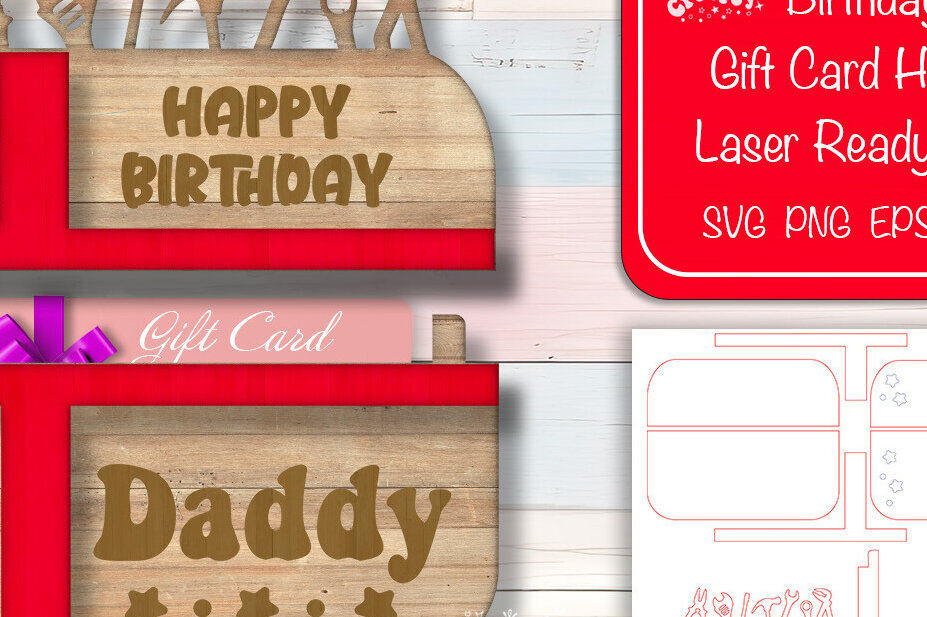 Σετ των 2 Intra απο ξύλο plywood 3mm-4mm πάχος - Laser θήκη δώρου γενεθλίων μπαμπά Δίασταση 20x20 cm INTRAFABR-102303905