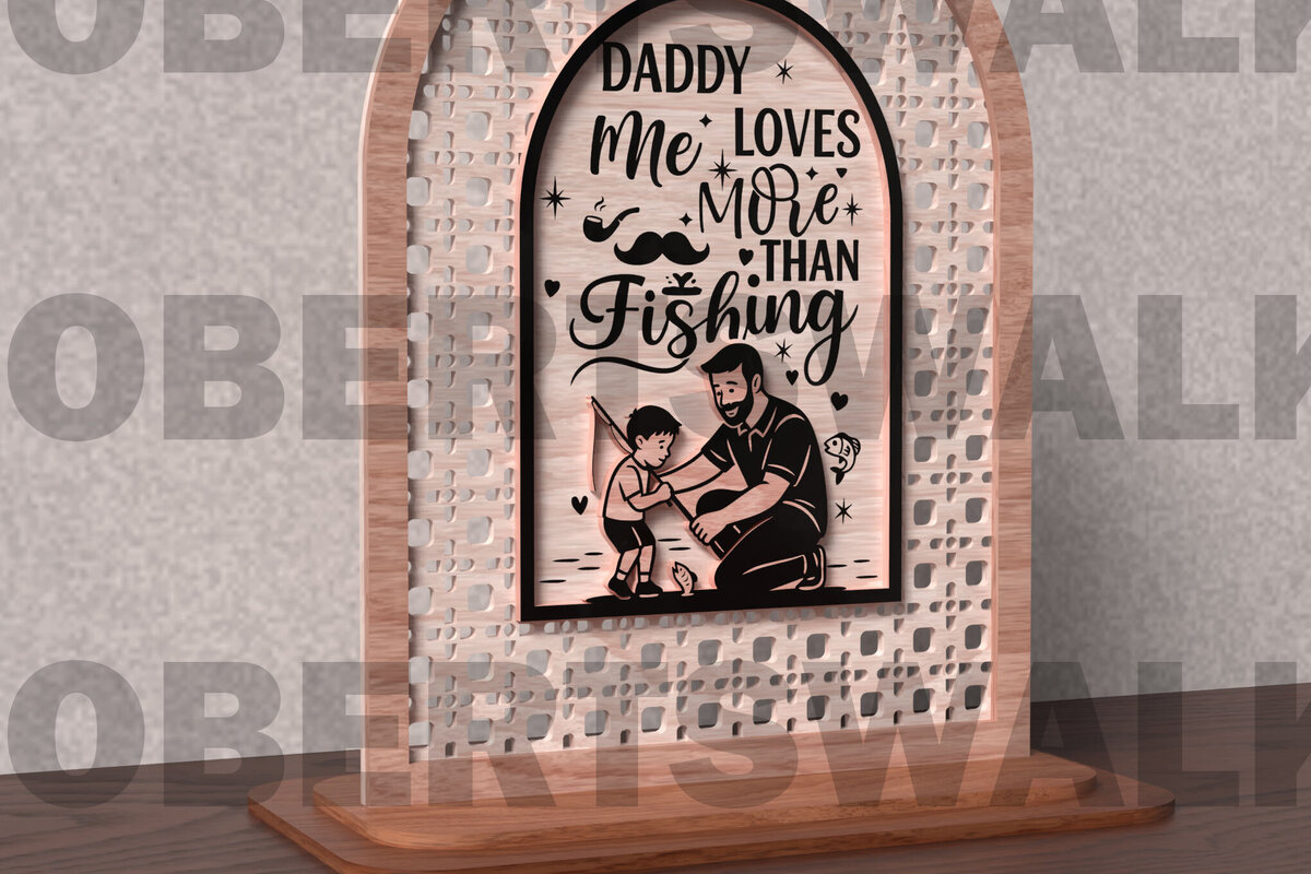 Σετ των 2 Intra απο ξύλο plywood 3mm-4mm πάχος - Ο μπαμπάς με αγαπά περισσότερο  Δίασταση 20x20 cm INTRAFABR-121719222