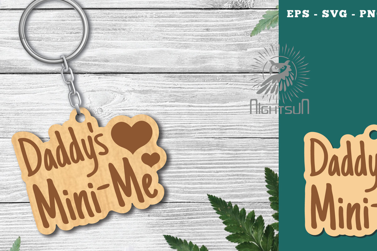 Σετ των 3 Intra απο ξύλο plywood 3mm-4mm πάχος - Μπρελόκ Daddys Mini Me Laser Cut Δίασταση 4x4 cm INTRAFABR-118402305