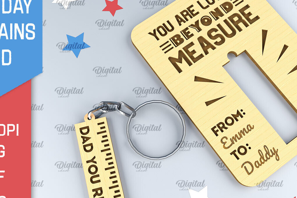 Σετ των 3 Intra απο ξύλο plywood 3mm-4mm πάχος - Dads Day Keychains Card Laser cut Δίασταση 4x4 cm INTRAFABR-94845420