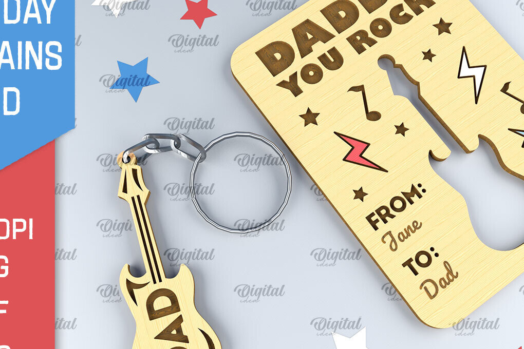 Σετ των 3 Intra απο ξύλο plywood 3mm-4mm πάχος - Dads Day Keychains Card Laser cut Δίασταση 4x4 cm INTRAFABR-94845553