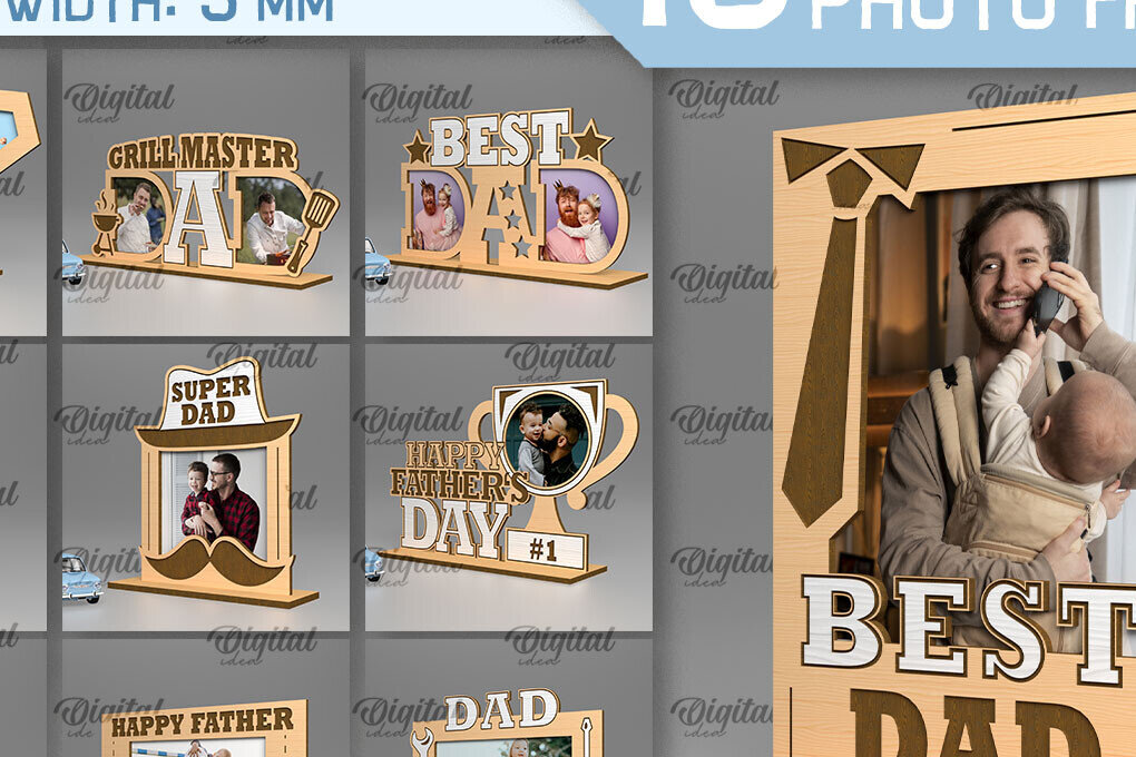 Σετ των 2 Intra απο ξύλο plywood 3mm-4mm πάχος - Πακέτο  Κορνίζας για την Ημέρα του Μπαμπά Δίασταση 20x25 cm INTRAFABR-92251934