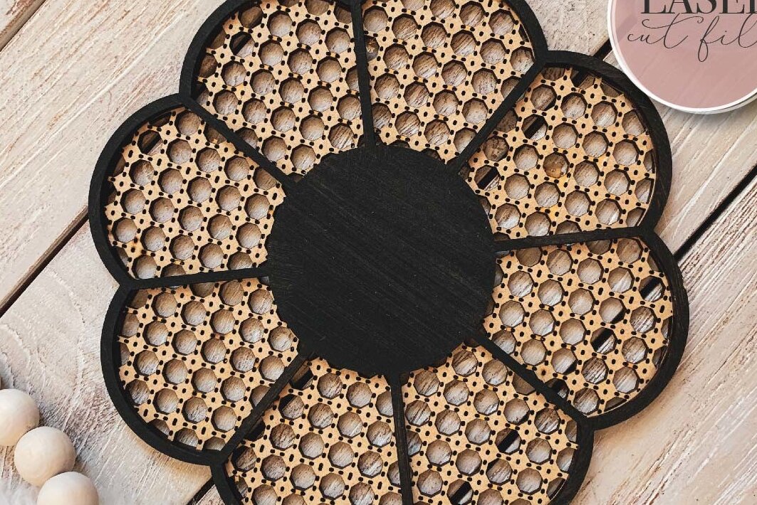 Σετ των 3 Intra απο ξύλο plywood 3mm-4mm πάχος - Daisy Cane Weave  Δίασταση 6x6 cm INTRAFABR-70686521