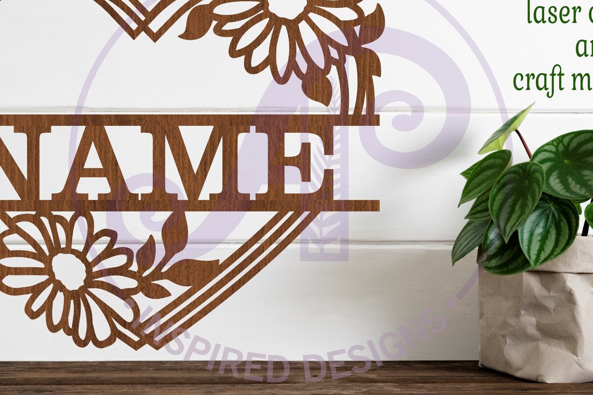 Σετ των 2 Intra απο ξύλο plywood 3mm-4mm πάχος - Μαργαρίτα Λουλούδι Καρδιά Σήμα Όνομα  Δίασταση 30x20 cm INTRAFABR-103073289