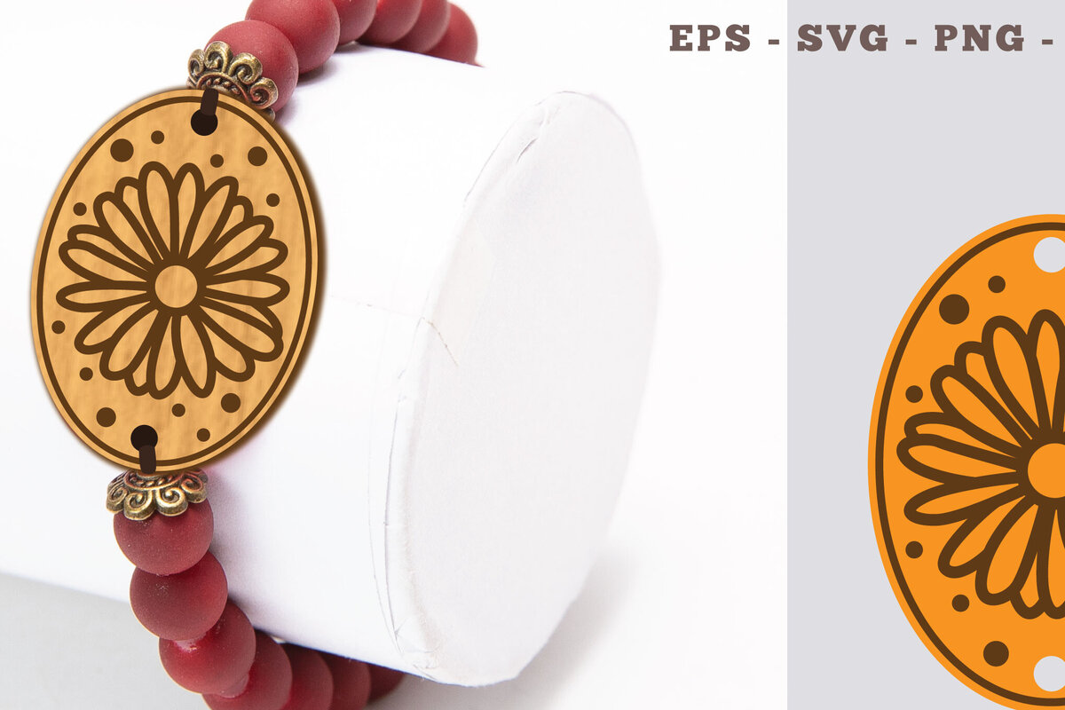 Σετ των 3 Intra απο ξύλο plywood 3mm-4mm πάχος - Βραχιόλι Daisy Flower Cut Laser  1 Δίασταση 4x4 cm INTRAFABR-104773710