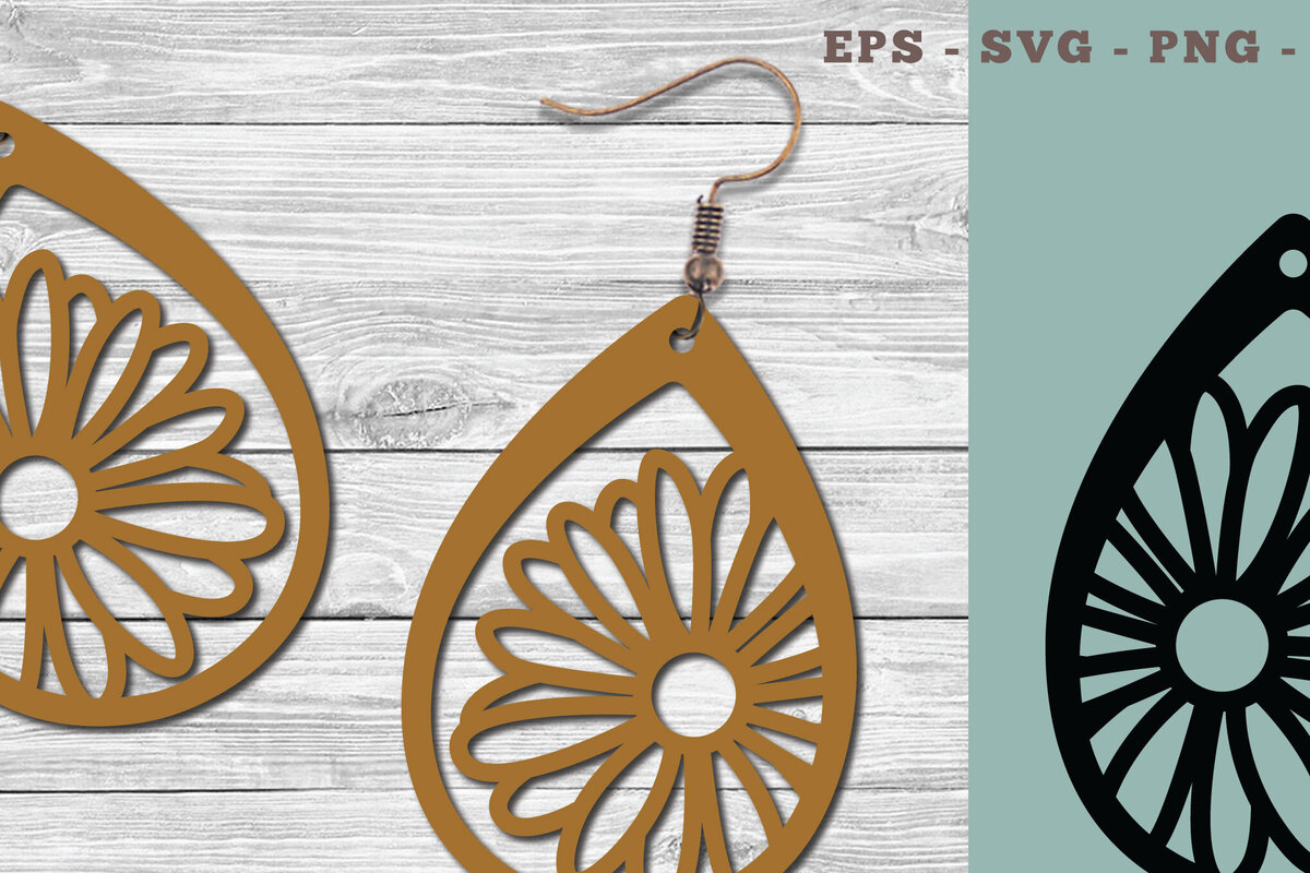 Σετ των 3 Intra απο ξύλο plywood 3mm-4mm πάχος - Σκουλαρίκια Daisy Flower Cut Laser  Δίασταση 3x3 cm INTRAFABR-103776727