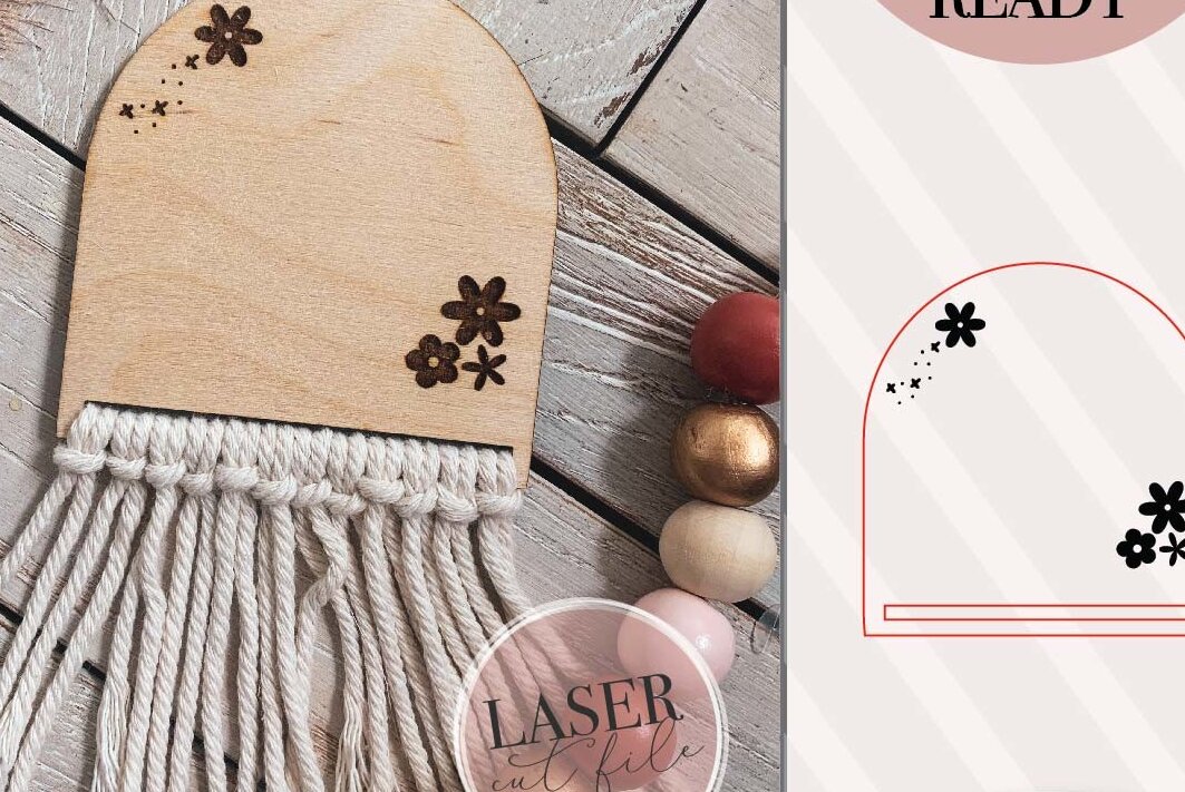 Σετ των 3 Intra απο ξύλο plywood 3mm-4mm πάχος - Daisy Flower Macrame Laser  Δίασταση 4x4 cm INTRAFABR-74861659