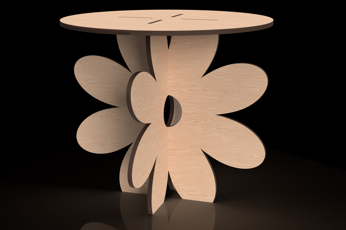 Σετ των 2 Intra απο ξύλο plywood 3mm-4mm πάχος - Στάση γλάστρας λουλουδιών μαργαρίτας -  Δίασταση 15x15 cm INTRAFABR-118292739