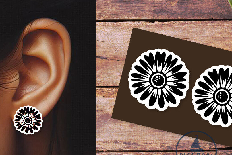 Σετ των 3 Intra απο ξύλο plywood 3mm-4mm πάχος - Daisy Summer Earrings  |  Δίασταση 3x3 cm INTRAFABR-120168565