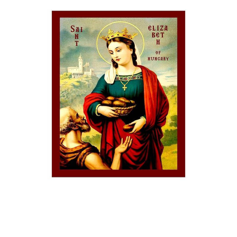 Εικόνα Ορθοδοξίας με περίγραμμα χρυσό σε ξύλο Φλαμουρίας  με  βάση Εικόνα Αγίας Ελισάβετ της Ουγγαρίας, Χειροποίητη Χριστιανική Εικόνα της Αγίας Ελισάβετ, Κρεμαστή πλάκα Βυζαντινής Τέχνης, Χριστιανική Θρησκευτική Τέχνη Διάσταση 40x30 cm (15,8 x 11,8 ίντσε