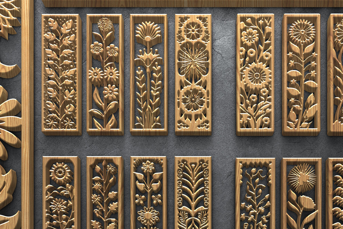 Intra απο ξύλο plywood 3mm-4mm πάχος - Πάνελ λέιζερ Daisy &amp; Wildflower Δίασταση 3200x7200 cm INTRAFABR-124640248