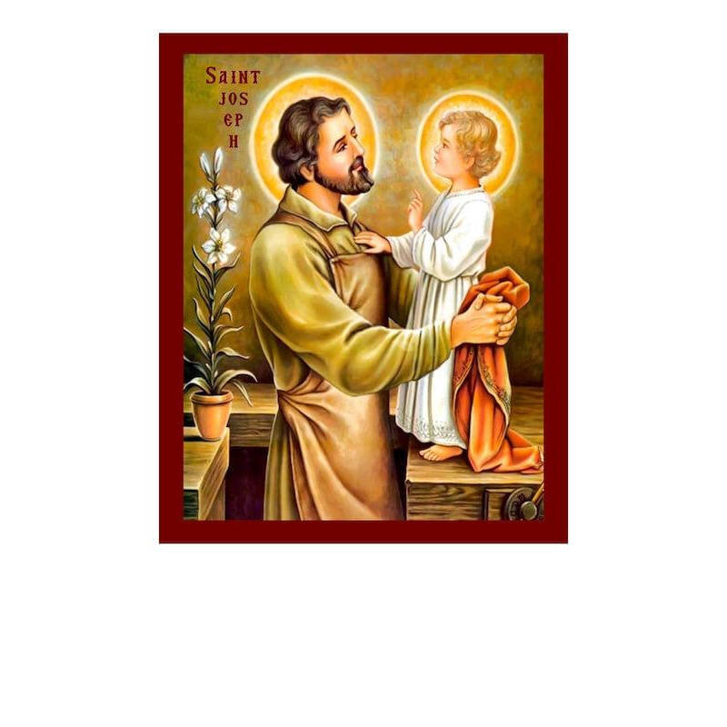 Εικόνα Ορθοδοξίας με περίγραμμα χρυσό σε ξύλο Φλαμουρίας  με  βάση Εικόνα Αγίου Ιωσήφ ο Αρραβωνιαστικός, Χειροποίητη Θρησκευτική Εικόνα του Αγίου Ιωσήφ, Πλακέτα Βυζαντινής Τέχνης, Χριστιανική Θρησκευτική Τέχνη Διάσταση 45x35 cm (17,7 x 13,8 ίντσες) INTRAE