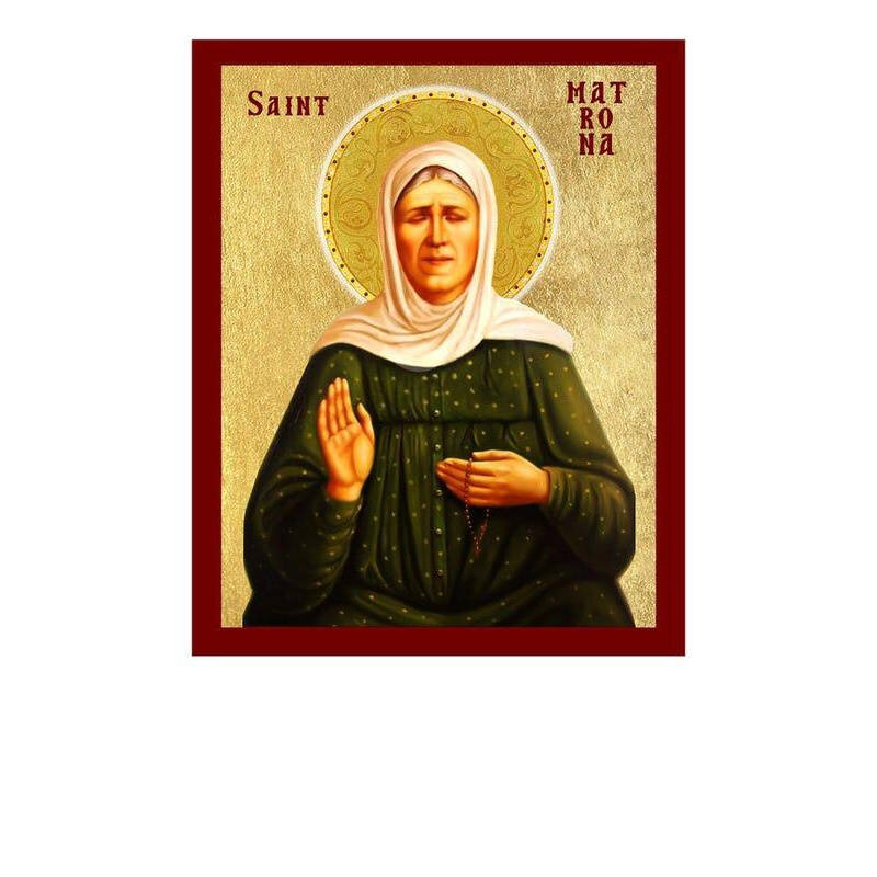 Εικόνα Ορθοδοξίας με περίγραμμα χρυσό σε ξύλο Φλαμουρίας  με  βάση Εικόνα Αγίας Ματρώνας, Χειροποίητη Θρησκευτική Εικόνα Αγίας Ματρώνας, Πλακέτα Βυζαντινής Τέχνης, Χριστιανική Θρησκευτική Τέχνη Διάσταση 40x30 cm (15,8 x 11,8 ίντσες)INTRAEK-43216723814