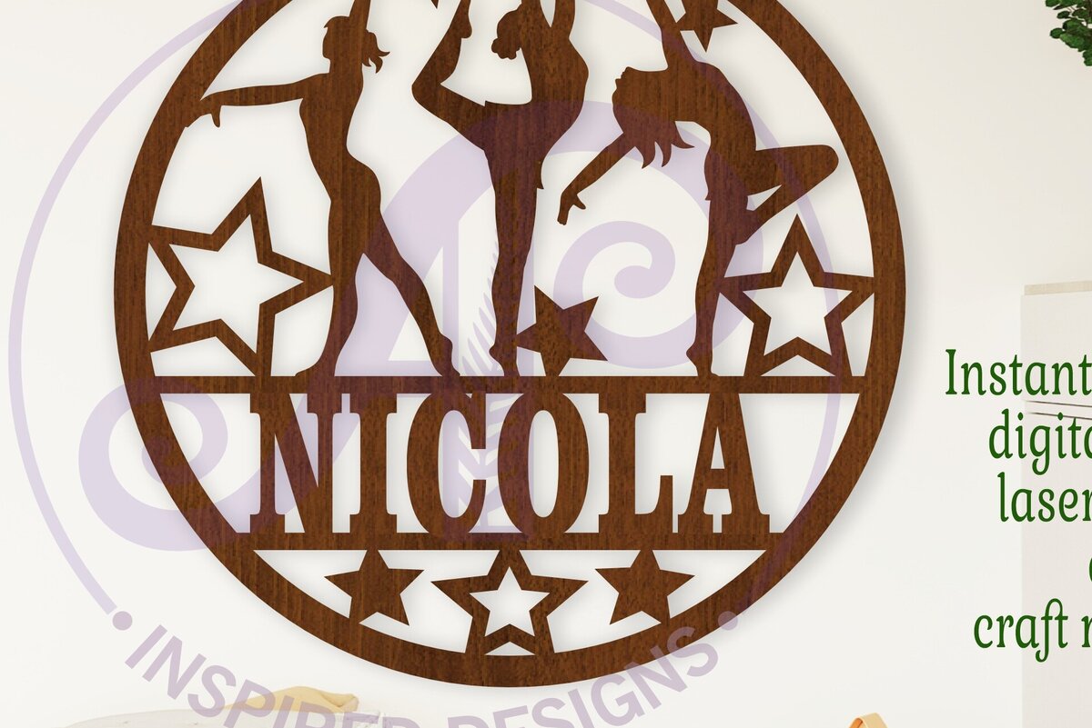 Intra απο ξύλο plywood 3mm-4mm πάχος - Πρότυπο κοπής λέιζερ   Name Dancers Δίασταση 30x20 cm INTRAFABR-110351028