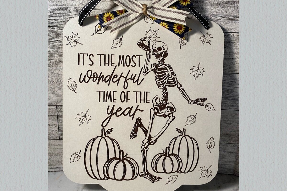 Intra απο ξύλο plywood 3mm-4mm πάχος - Dancing Fall Skeleton Laser  Δίασταση 30x20 cm INTRAFABR-37838407