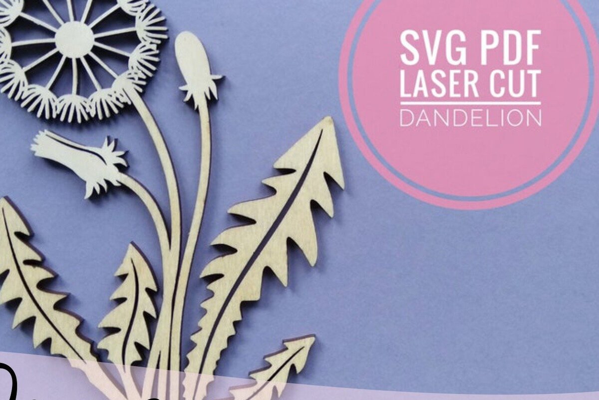 Σετ των 2 Intra απο ξύλο plywood 3mm-4mm πάχος - Πικραλίδα  Laser Cut Flower Δίασταση 20x20 cm INTRAFABR-34576554