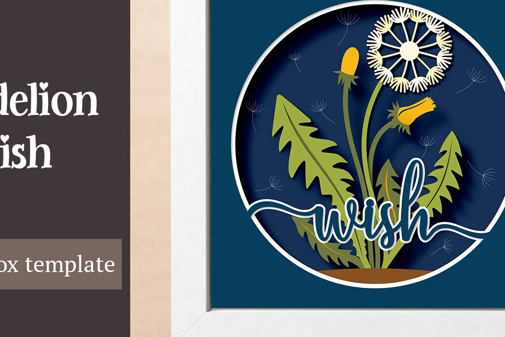 Σετ των 2 Intra απο ξύλο plywood 3mm-4mm πάχος - Κουτί σκιών Dandelion Wish Flower  Δίασταση 20x20 cm INTRAFABR-97792119