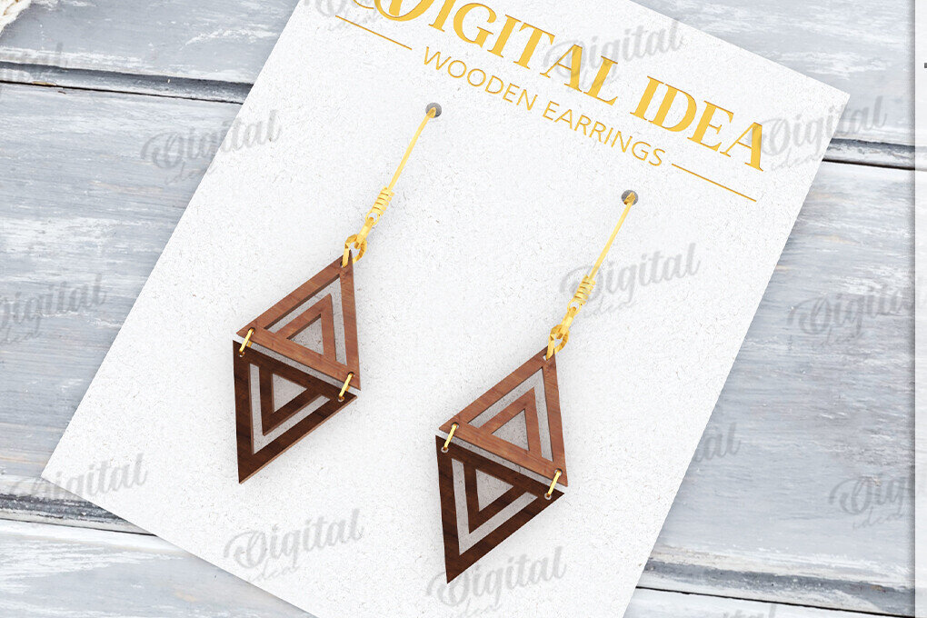 Σετ των 3 Intra απο ξύλο plywood 3mm-4mm πάχος - Κρεμαστά σκουλαρίκια με λέιζερ Δίασταση 3x3 cm INTRAFABR-122535365