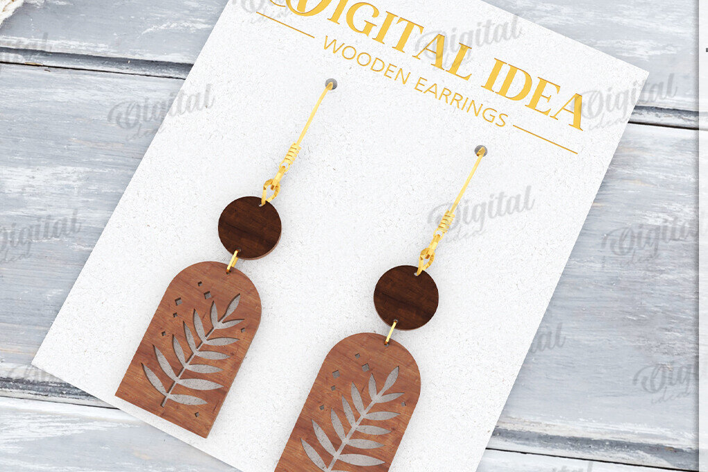 Σετ των 3 Intra απο ξύλο plywood 3mm-4mm πάχος - Κρεμαστά σκουλαρίκια με λέιζερ Δίασταση 3x3 cm INTRAFABR-122533149