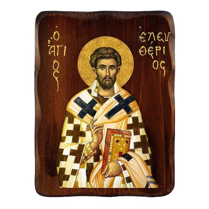 Εικόνα Ορθοδοξίας με περίγραμμα χρυσό σε ξύλο Φλαμουρίας  με  βάση Εικόνα Αγίου Ελευθερίου, Χειροποίητη Ελληνορθόδοξη εικόνα Αγίου Ελευθερίου, επιτοίχια βυζαντινή τέχνη, θρησκευτικό δώρο, χριστιανική διακόσμηση Διάσταση 40x30 cm (15,8 x 11,8 ίντσες)INTRAE