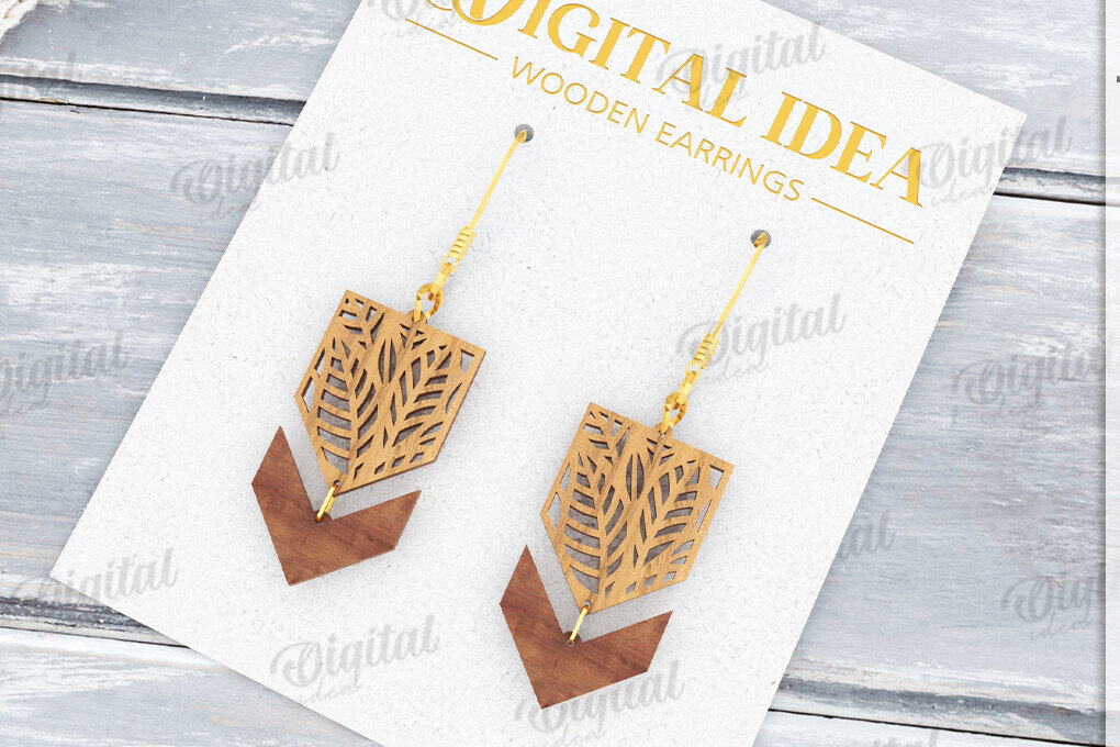 Σετ των 3 Intra απο ξύλο plywood 3mm-4mm πάχος - Κρεμαστά σκουλαρίκια με λέιζερ Δίασταση 3x3 cm INTRAFABR-122535175