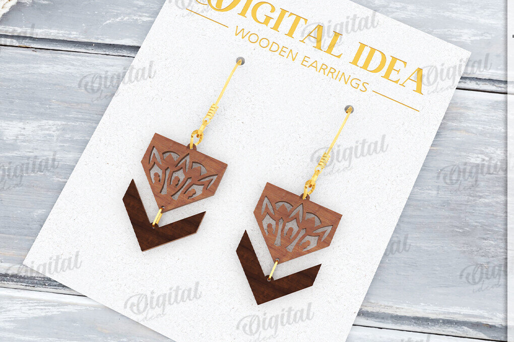 Σετ των 3 Intra απο ξύλο plywood 3mm-4mm πάχος - Κρεμαστά σκουλαρίκια με λέιζερ Δίασταση 3x3 cm INTRAFABR-122535198