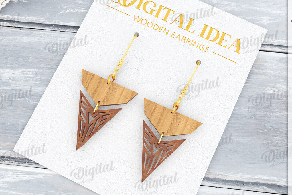 Σετ των 3 Intra απο ξύλο plywood 3mm-4mm πάχος - Κρεμαστά σκουλαρίκια με λέιζερ Δίασταση 3x3 cm INTRAFABR-122535267