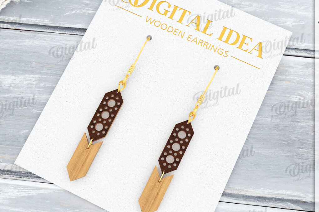 Σετ των 3 Intra απο ξύλο plywood 3mm-4mm πάχος - Κρεμαστά σκουλαρίκια με λέιζερ Δίασταση 3x3 cm INTRAFABR-122533125