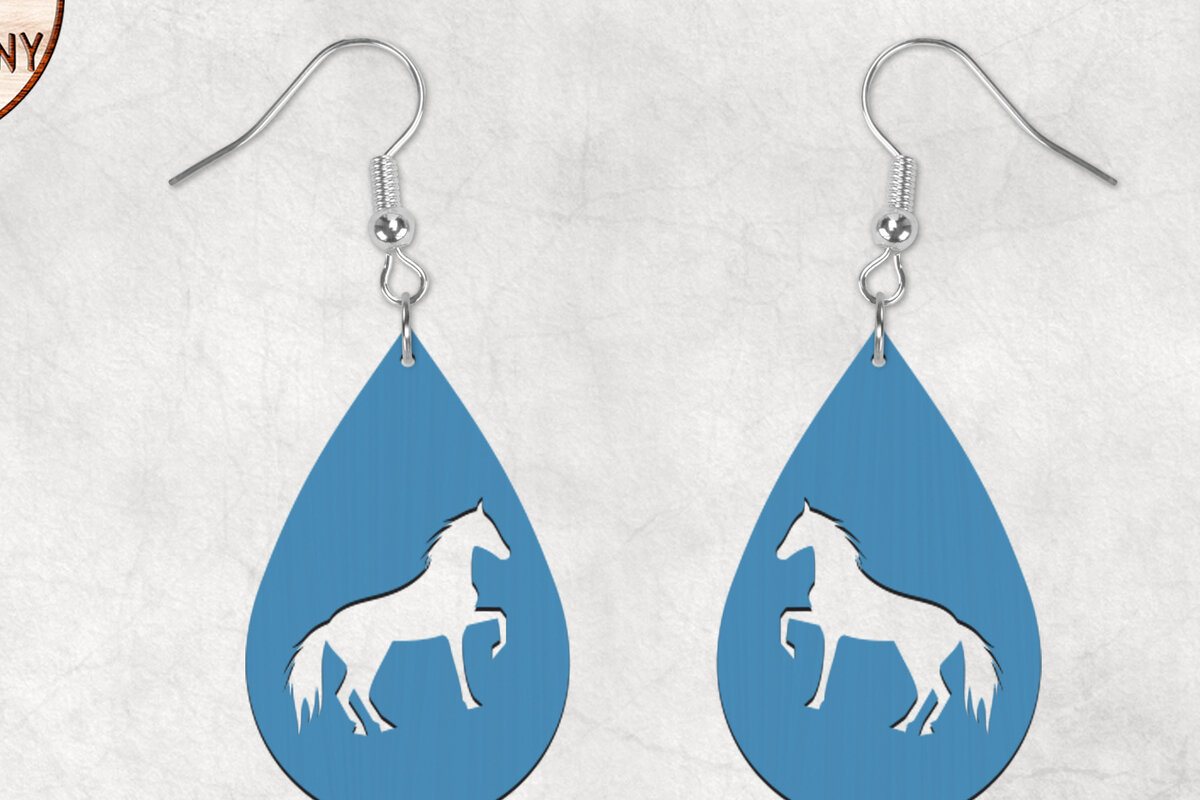 Σετ των 3 Intra απο ξύλο plywood 3mm-4mm πάχος - Σκουλαρίκια Dangle Horse Boho Δίασταση 3x3 cm INTRAFABR-28860643