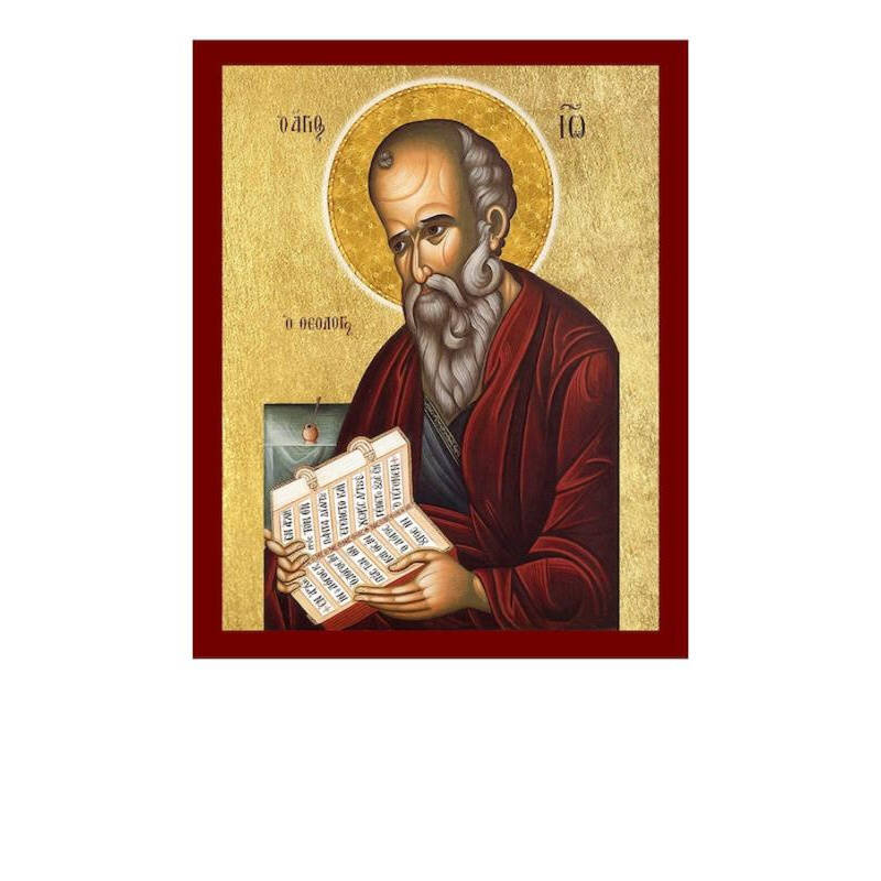 Εικόνα Ορθοδοξίας με περίγραμμα χρυσό σε ξύλο Φλαμουρίας  με  βάση Εικόνα Αγίου Ιωάννη του Θεολόγου, Χειροποίητη βυζαντινή εικόνα του Αγίου Ιωάννη του Θεολόγου, Κρεμαστή πλάκα θρησκευτικής τέχνης, χριστιανικό δώρο Διάσταση 45x35 cm (17,7 x 13,8 ίντσες) IN