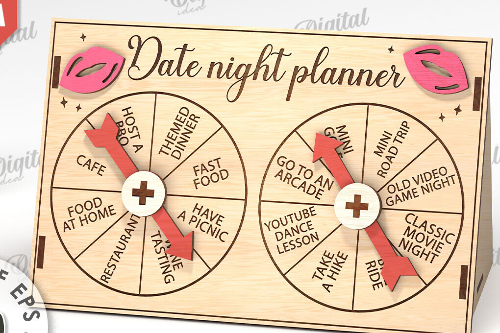 Intra απο ξύλο plywood 3mm-4mm πάχος - Date Night Spinner Planner Laser Cut Δίασταση 30x20 cm INTRAFABR-112022589