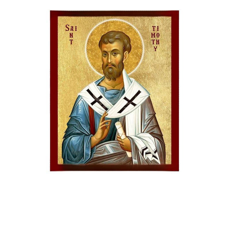 Εικόνα Ορθοδοξίας με περίγραμμα χρυσό σε ξύλο Φλαμουρίας  με  βάση Εικόνα Αγίου Τιμόθεου, Χειροποίητη Καθολική Εικόνα του Αγίου Τιμόθεου, Πλακέτα Βυζαντινής Τέχνης, Χριστιανική Θρησκευτική Τέχνη Διάσταση 50x40 cm (19,7 x 15,8 ίντσες)  INTRAEK-654321672370