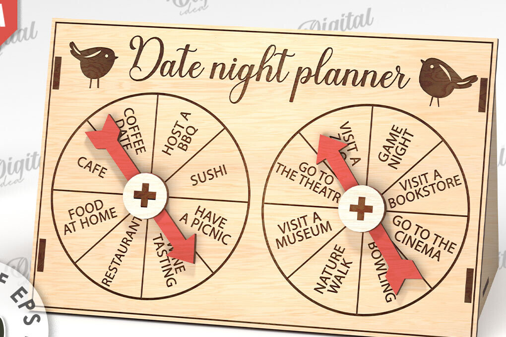 Intra απο ξύλο plywood 3mm-4mm πάχος - Date Night Spinner Planner Laser Cut Δίασταση 30x20 cm INTRAFABR-112022622