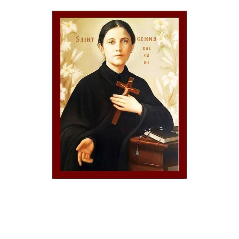 Εικόνα Ορθοδοξίας με περίγραμμα χρυσό σε ξύλο Φλαμουρίας  με  βάση Εικόνα Αγίας Γκέμμα Γαλγκάνη, Χειροποίητη Χριστιανική Εικόνα Αγίας Γκέμμα Γαλγκάνη, Επιτοίχια Πλακέτα Βυζαντινής Τέχνης, Χριστιανική Θρησκευτική Τέχνη Διάσταση 40x30 cm (15,8 x 11,8 ίντσες