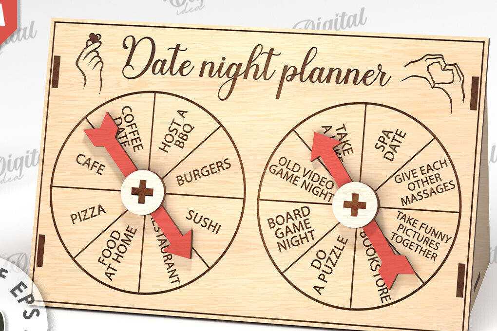 Intra απο ξύλο plywood 3mm-4mm πάχος - Date Night Spinner Planner Laser Cut Δίασταση 30x20 cm INTRAFABR-112022670