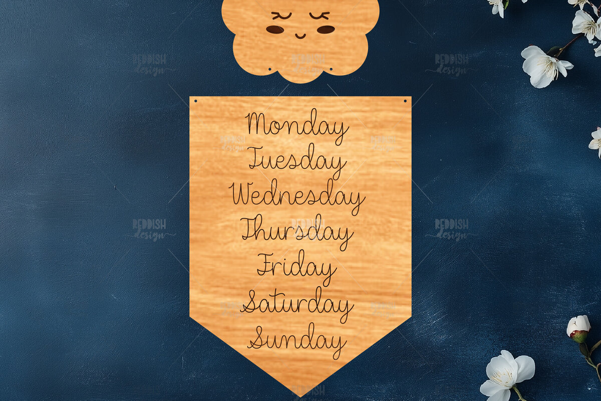 Σετ των 2 Intra απο ξύλο plywood 3mm-4mm πάχος - Days of the Week Ξύλινο Νηπιαγωγείο Lasercut Δίασταση 20x20 cm INTRAFABR-120626893